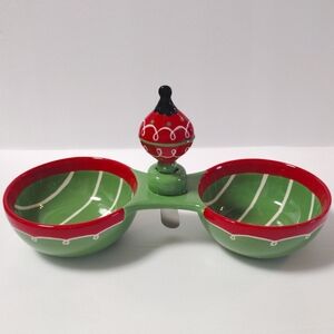 Mainstreet Collection Ornament Double Dip Hand painted Ceramic Bowls & Spreader